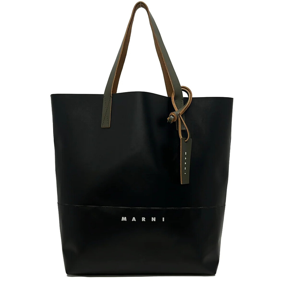 Marni Open Shopper Black Leather Tote #354222M55B